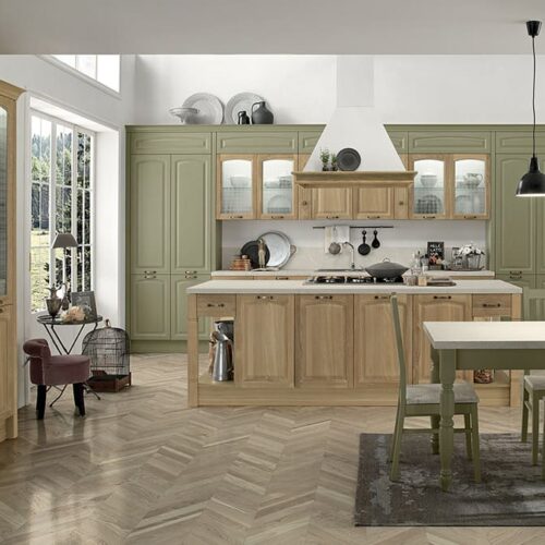 cucina-classica-febal-gala-legno-chiaro-e-verde-lecce-abitare-pesolino