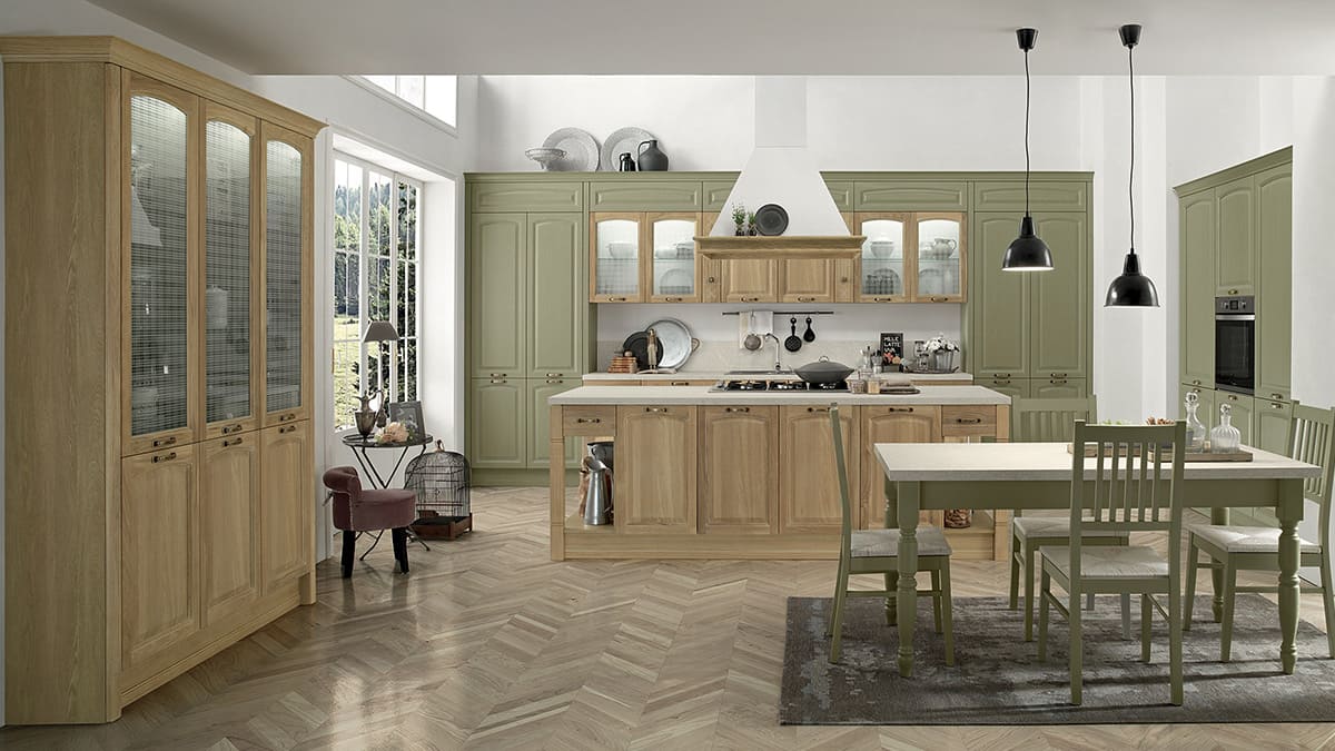 cucina-classica-febal-gala-legno-chiaro-e-verde-lecce-abitare-pesolino