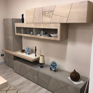 parete attrezzata legno listellare decor modo 10 promozione 2024